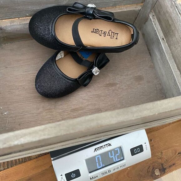 Lily & Dan Toddler Dress Shoe Black Glitter Rhinestone and bow Size 5/6 - Picture 14 of 16